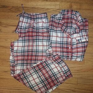 Liz Claiborne Flannel Pajamas Holiday Plaid 2pc Set Women’s Medium M Christmas